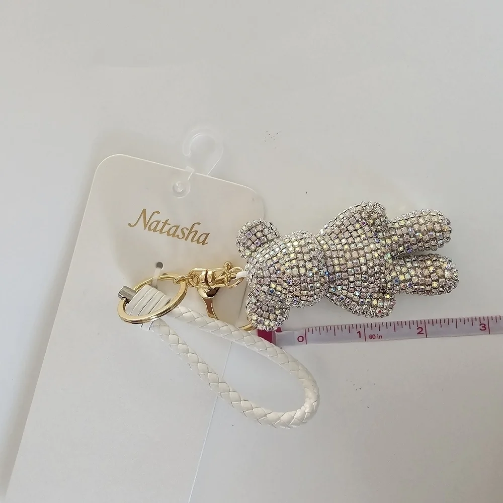 Sparkling bear Keychain Keyring Rhinestone Crystal Charms Cute Bag Pendant